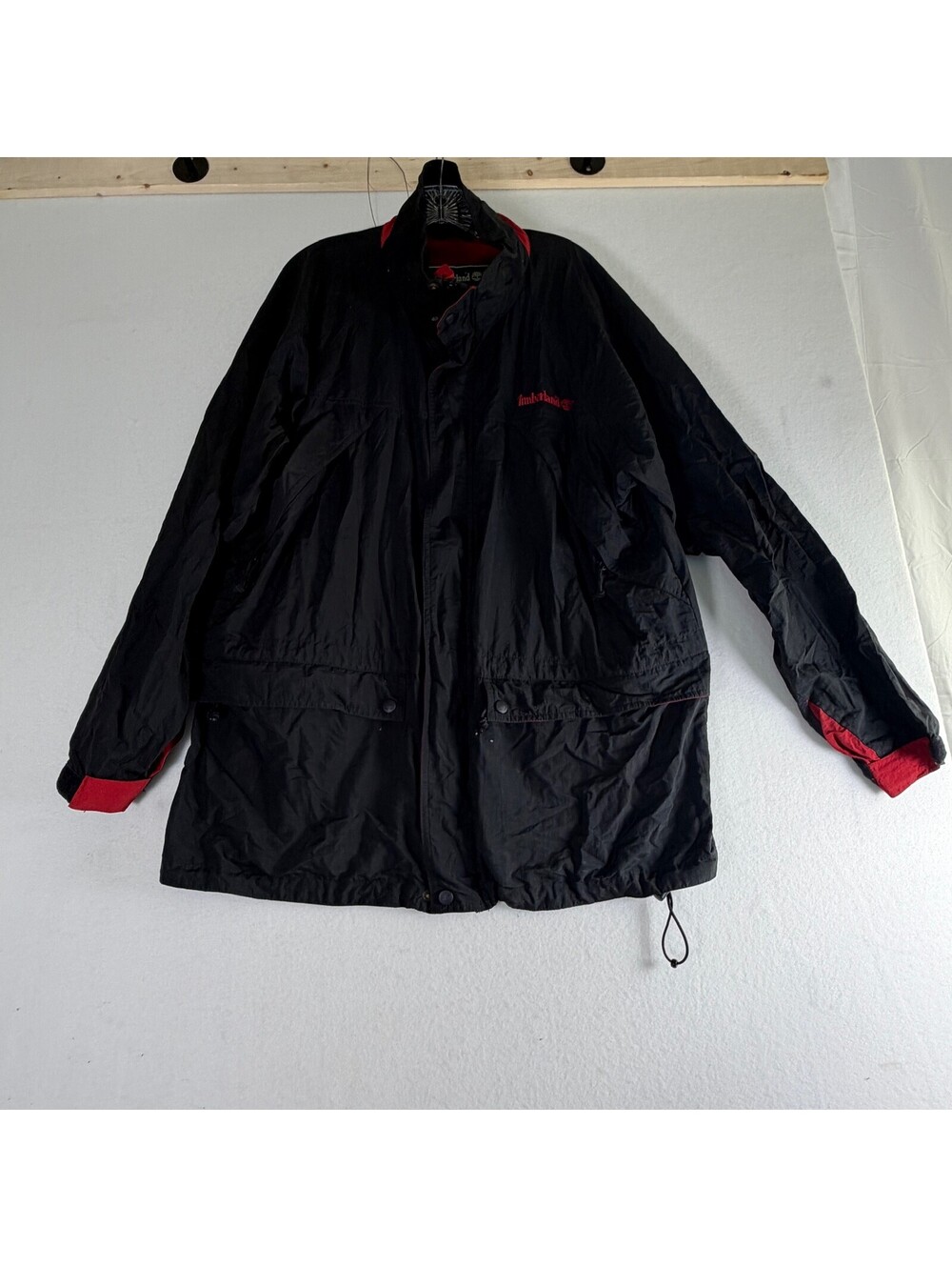 Vintage 1997 Timberland Men's Black Red Nylon Jacket Size M C-9